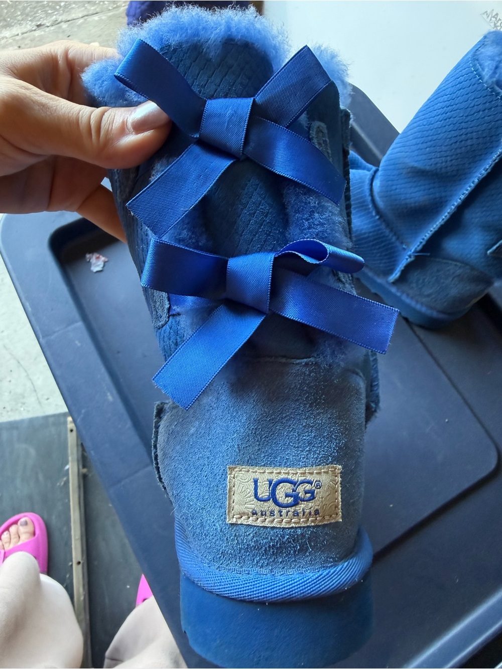 UGG Royal Blue Bow Shearling Boots